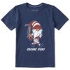 Kids Life is Good Graphic Tees | Kids Gnome Run Crusher Tee Darkest Blue