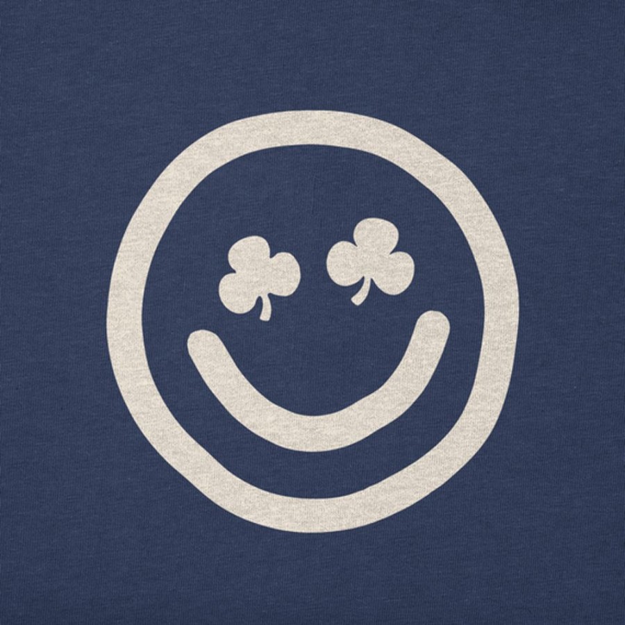 Kids Life is Good Graphic Tees | Kids Clean Clover Smiley Face Crusher Tee Darkest Blue