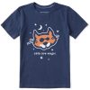 Kids Life is Good Graphic Tees | Kids Vintage Cats Are Magic Al Crusher Tee Darkest Blue