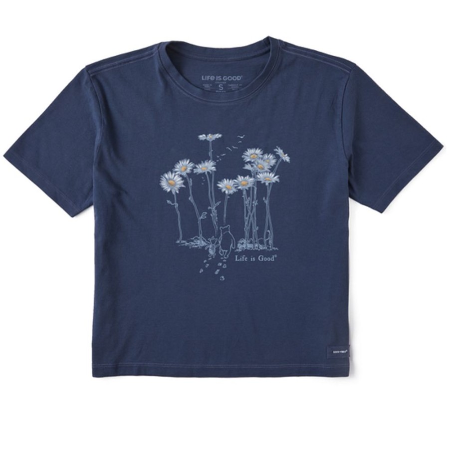 Women Life is Good Boxy Tees | Women'S Winnie & P Daisy Stroll Boxy Crusher Tee Darkest Blue