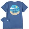 Women Life is Good Graphic Tees | Women'S Sand Dollar Beach Scene Crusher Tee Vintage Blue