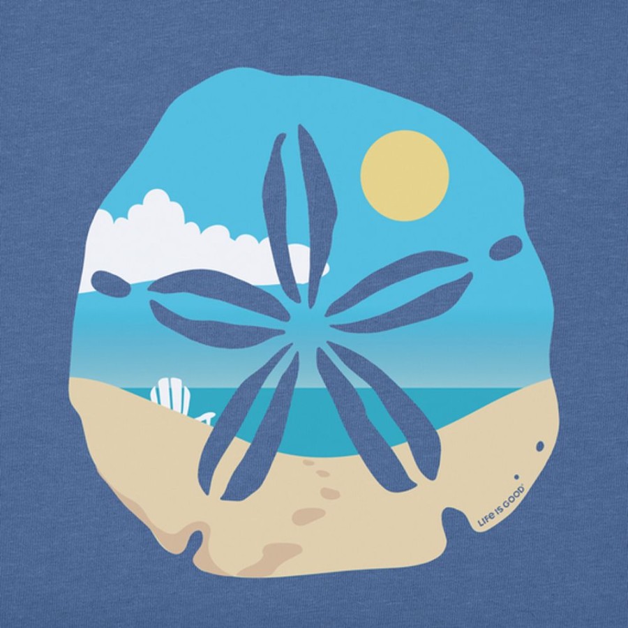 Women Life is Good Graphic Tees | Women'S Sand Dollar Beach Scene Crusher Tee Vintage Blue