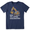 Kids Life is Good Graphic Tees | Kids Jake And Rocket Excavator Crusher Tee Darkest Blue