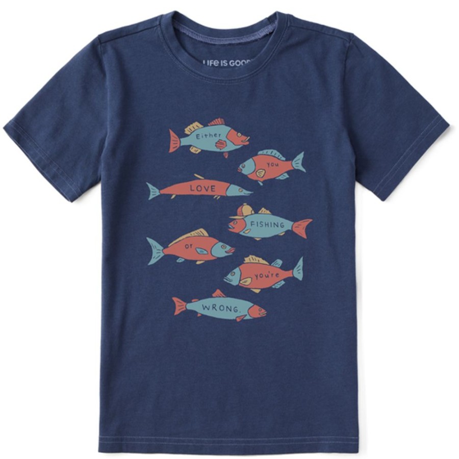 Kids Life is Good Graphic Tees | Kids Quirky Love Fish Crusher Tee Darkest Blue