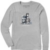 Women Life is Good Graphic Tees | Women'S Snowy Adirondack Bernese Long Sleeve Crusher Tee Heather Gray