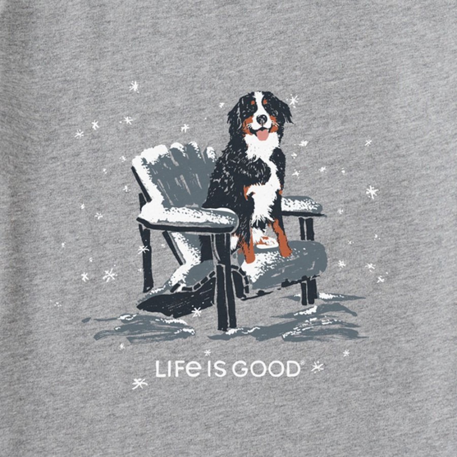 Women Life is Good Graphic Tees | Women'S Snowy Adirondack Bernese Long Sleeve Crusher Tee Heather Gray