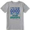 Kids Life is Good Graphic Tees | Kids Good Grandpa Crusher Tee Heather Gray