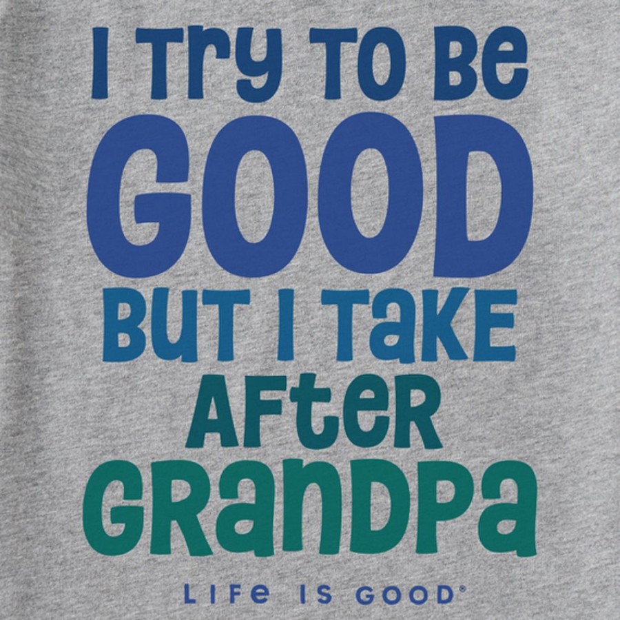 Kids Life is Good Graphic Tees | Kids Good Grandpa Crusher Tee Heather Gray