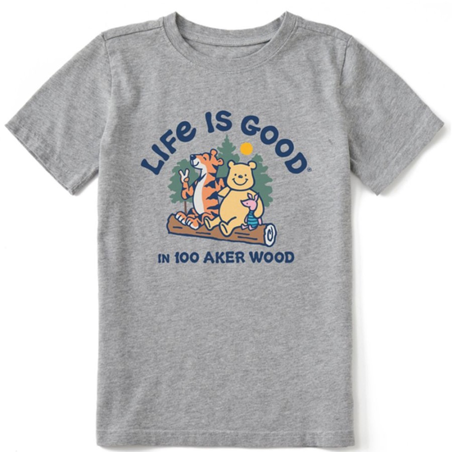 Kids Life is Good Graphic Tees | Kids Clean Lig In 100 Aker Wood Winnie Crusher Tee Heather Gray