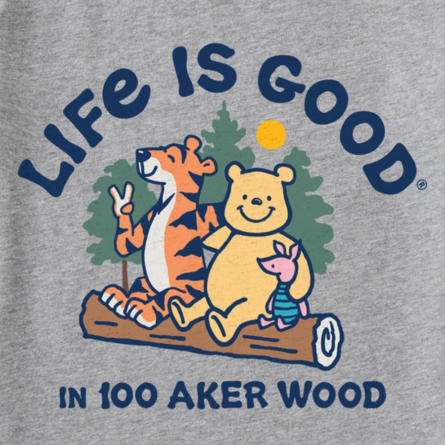 Kids Life is Good Graphic Tees | Kids Clean Lig In 100 Aker Wood Winnie Crusher Tee Heather Gray