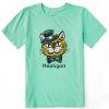 Kids Life is Good Graphic Tees | Kids Woodcut Cat Hooligan Crusher Tee Spearmint Green