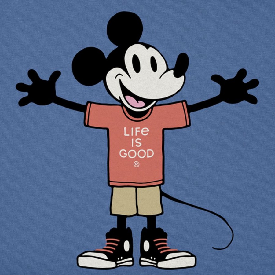 Kids Life is Good Graphic Tees | Kids Clean Steamboat Willie Open Arms Crusher Tee Vintage Blue