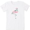 Women Life is Good Graphic Tees | Women'S Flamingo Flowers Short Sleeve Tee Cloud White