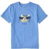 Kids Life is Good Graphic Tees | Kids Cool Cat Crusher Tee Cornflower Blue