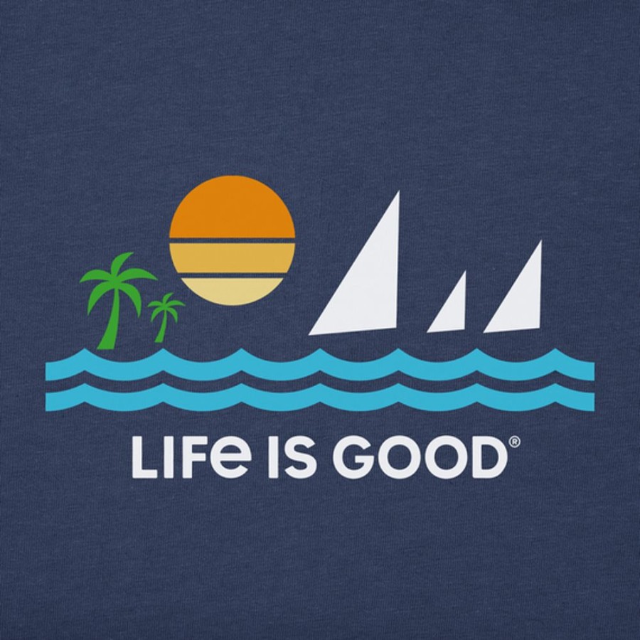 Men Life is Good Graphic Tees | Men'S Minimalist Beach Short Sleeve Tee Darkest Blue