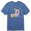 Men Life is Good Graphic Tees | Men'S Tie Dye Dog Corgi Crusher Tee Vintage Blue