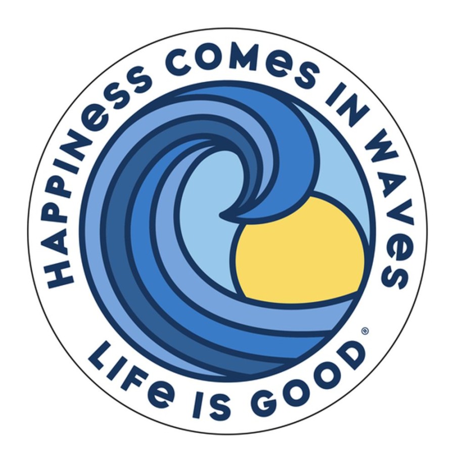 Home Life is Good Stickers & Magnets | Happiness Comes In Waves Spectrum 4" Circle Sticker Cloud White