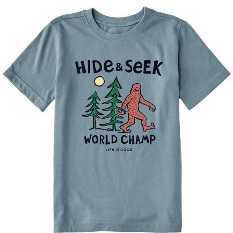 Kids Life is Good Graphic Tees | Kids Hide & Seek Champ Crusher Tee Smoky Blue