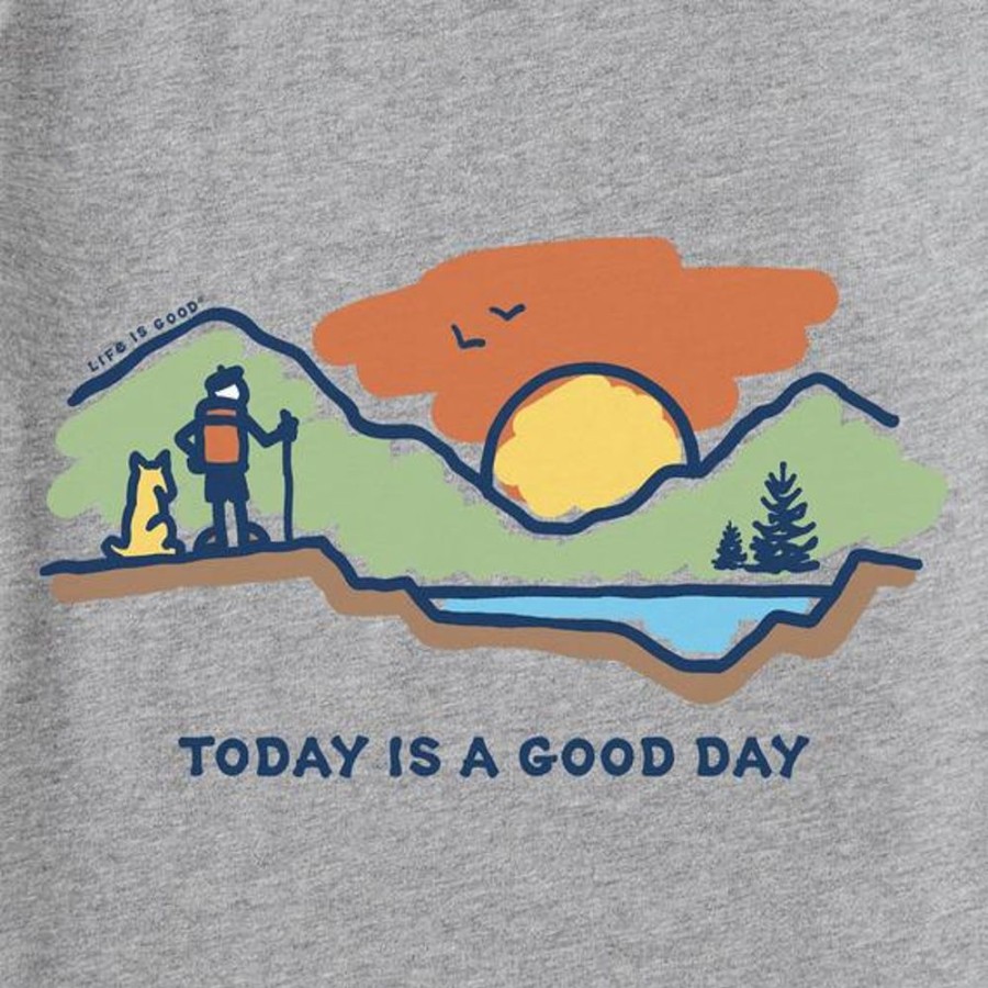 Women Life is Good Graphic Tees | Women'S Today Is A Good Day Mountain Hike Crusher Tee Heather Gray