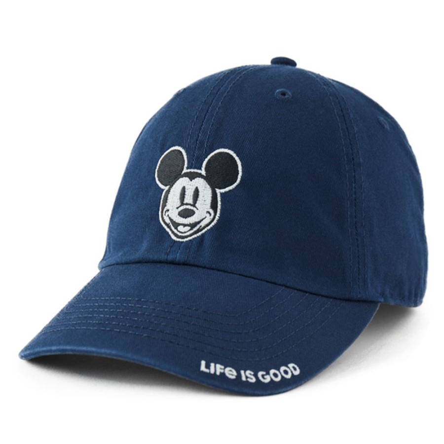 Men Life is Good Hats | Clean Steamboat Willie Good Day Icon Branded Chill Cap Darkest Blue