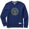 Women Life is Good Sweatshirts & Hoodies | Women'S Woodcut Irish Roots Bloom Tree Simply True Fleece Crew Darkest Blue