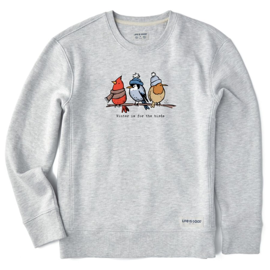 Women Life is Good Sweatshirts & Hoodies | Women'S Shady Winter Is For The Birds Simply True Fleece Crew Light Heather Gray