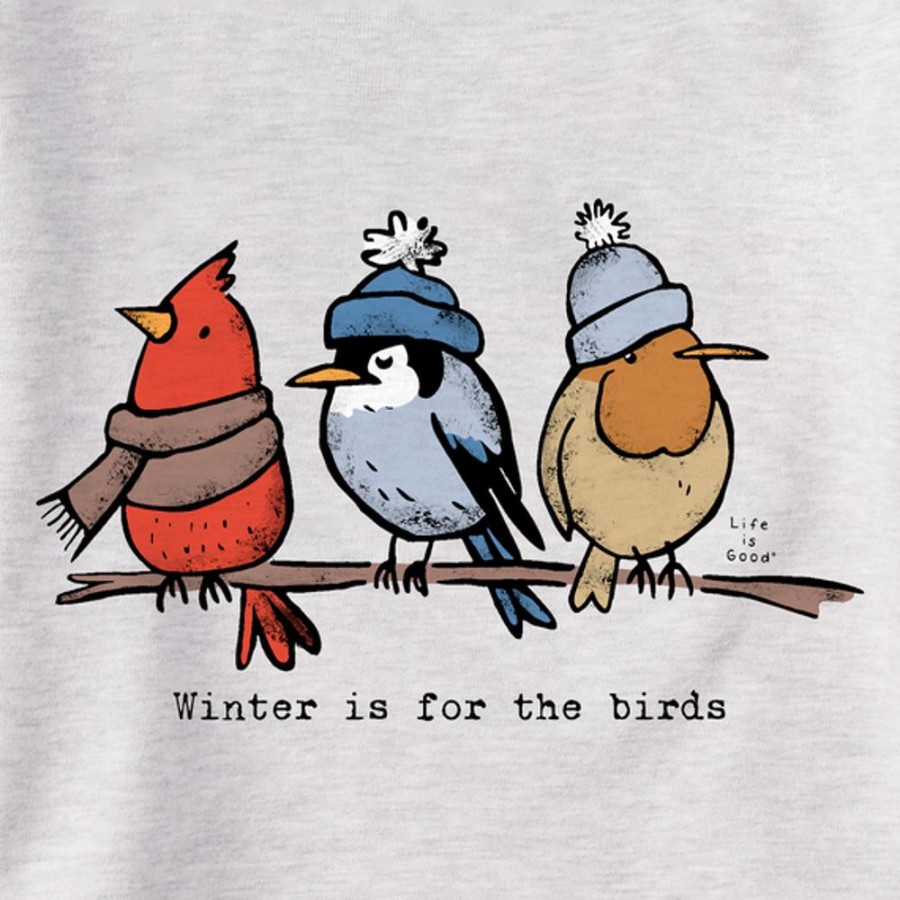 Women Life is Good Sweatshirts & Hoodies | Women'S Shady Winter Is For The Birds Simply True Fleece Crew Light Heather Gray