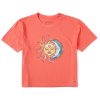 Women Life is Good Boxy Tees | Women'S Washy Live By The Sun Love By The Moon Boxy Crusher Tee Mango Orange