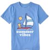 Kids Life is Good Graphic Tees | Kids Vintage Summer Vibes Winnie Sailboat Crusher Tee Cornflower Blue