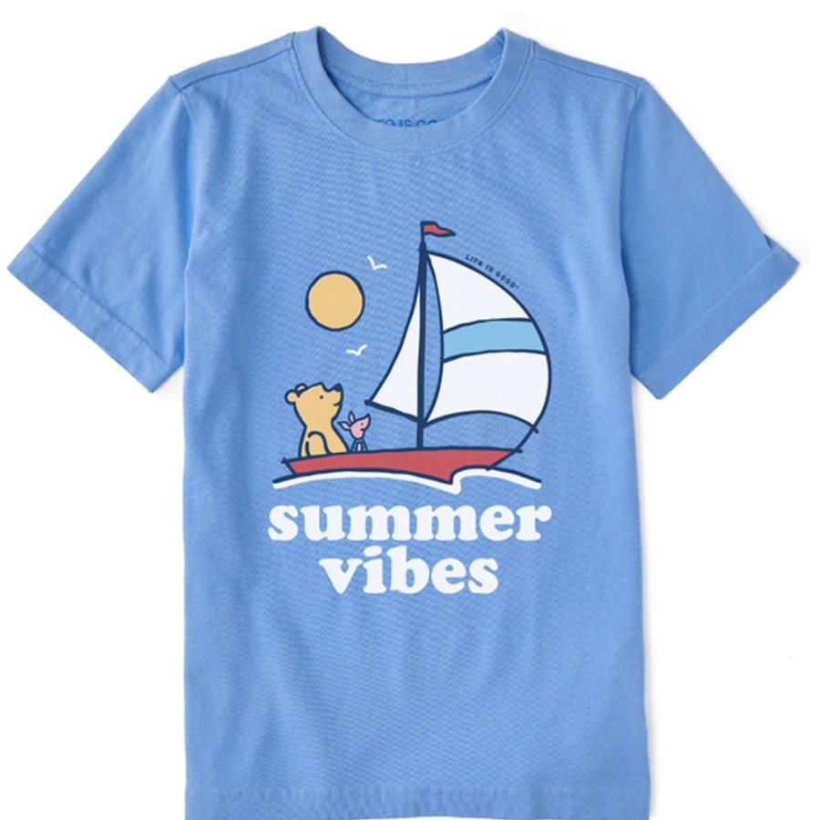 Kids Life is Good Graphic Tees | Kids Vintage Summer Vibes Winnie Sailboat Crusher Tee Cornflower Blue