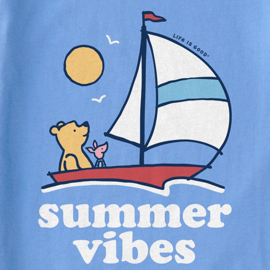 Kids Life is Good Graphic Tees | Kids Vintage Summer Vibes Winnie Sailboat Crusher Tee Cornflower Blue