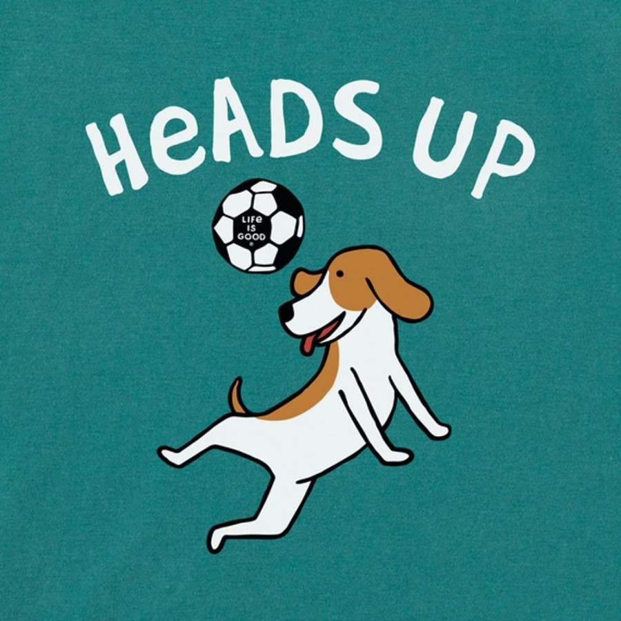 Kids Life is Good Graphic Tees | Kids Heads Up Soccer Dog Crusher Tee Spruce Green