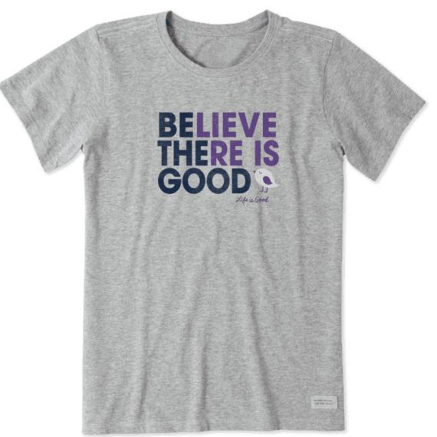 Women Life is Good Graphic Tees | Women'S Be The Good Bird Crusher Tee Heather Gray