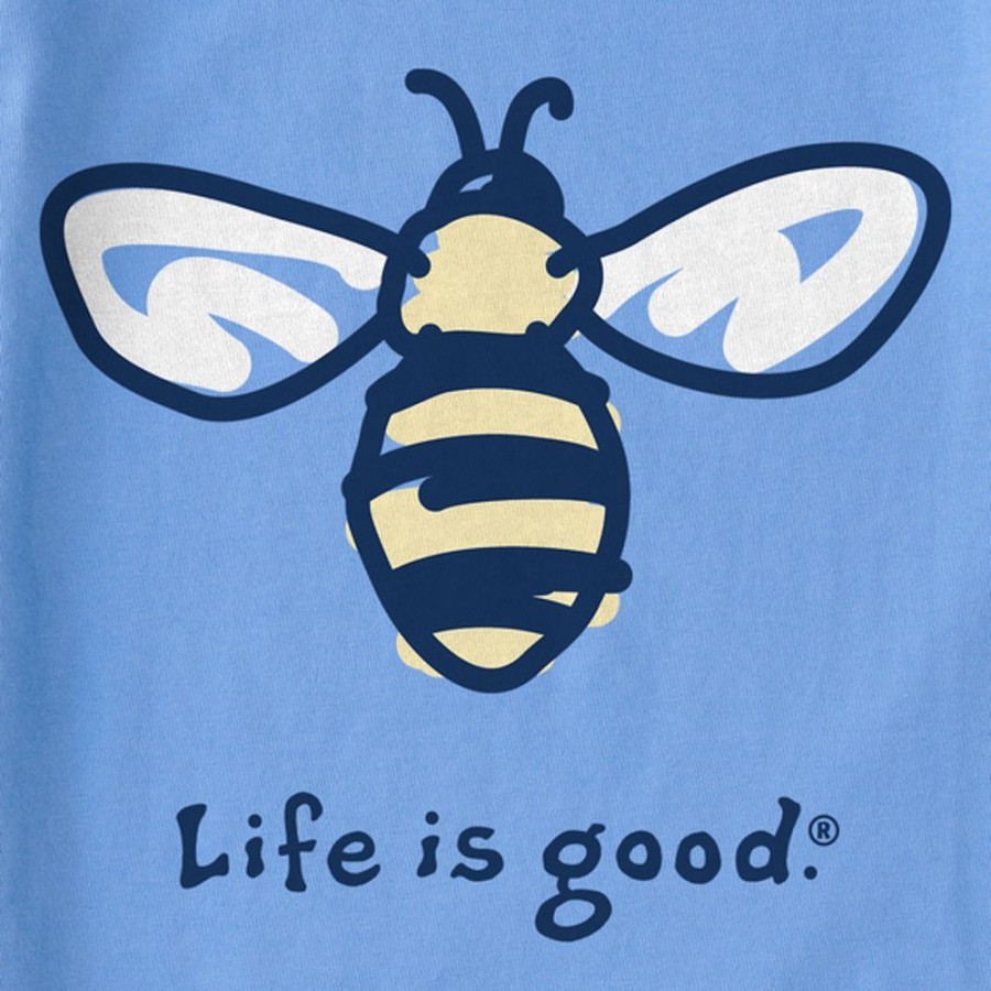 Kids Life is Good Graphic Tees | Kids Bumblebee Long Sleeve Crusher Tee Cornflower Blue