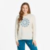 Women Life is Good Sleepwear | Women'S Snowflake Mandala Long Sleeve Snuggle Up Relaxed Sleep Tee Putty White