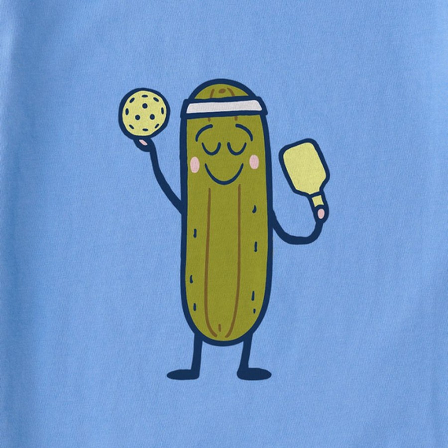 Home Life is Good Pickleball | Women'S Quirky Pickle Person Short Sleeve Tee Cornflower Blue