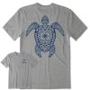 Men Life is Good Graphic Tees | Men'S Mandala Turtle Black And White Crusher Tee Heather Gray