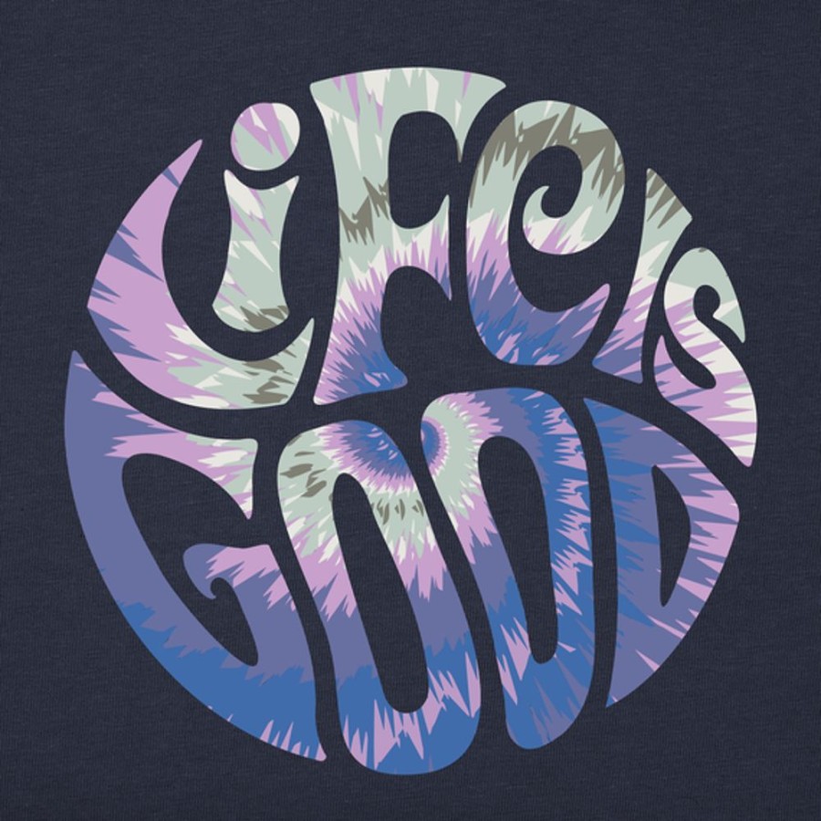 Women Life is Good Crusher-Flex Apparel | Women'S Groovy Tie Dye Lig Crusher-Flex Boxy Hoodie Inkwell Blue