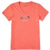 Women Life is Good Graphic Tees | Women'S Vintage Vista Beach House Short Sleeve Vee Mango Orange