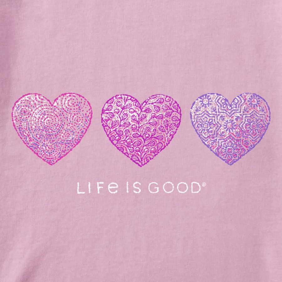 Women Life is Good Graphic Tees | Women'S Luminescent Hearts Crusher Tee Violet Purple