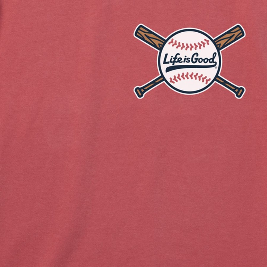 Men Life is Good Graphic Tees | Men'S Baseball And Bats Crusher Tee Faded Red