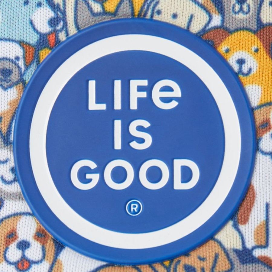 Men Life is Good Hats | Kids Heart Of Dogs Pattern Kids Trucker Cloud White