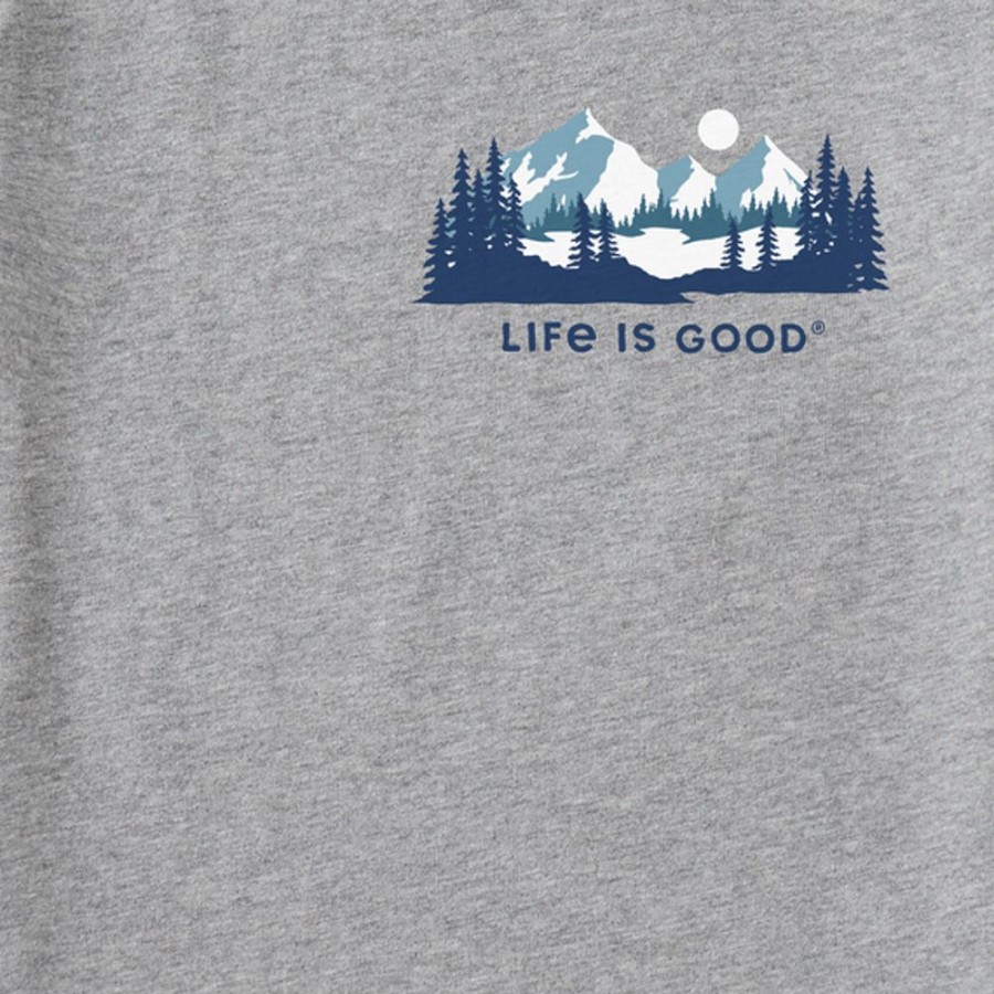 Men Life is Good Graphic Tees | Men'S Winter Evergreen Long Sleeve Crusher Tee Heather Gray