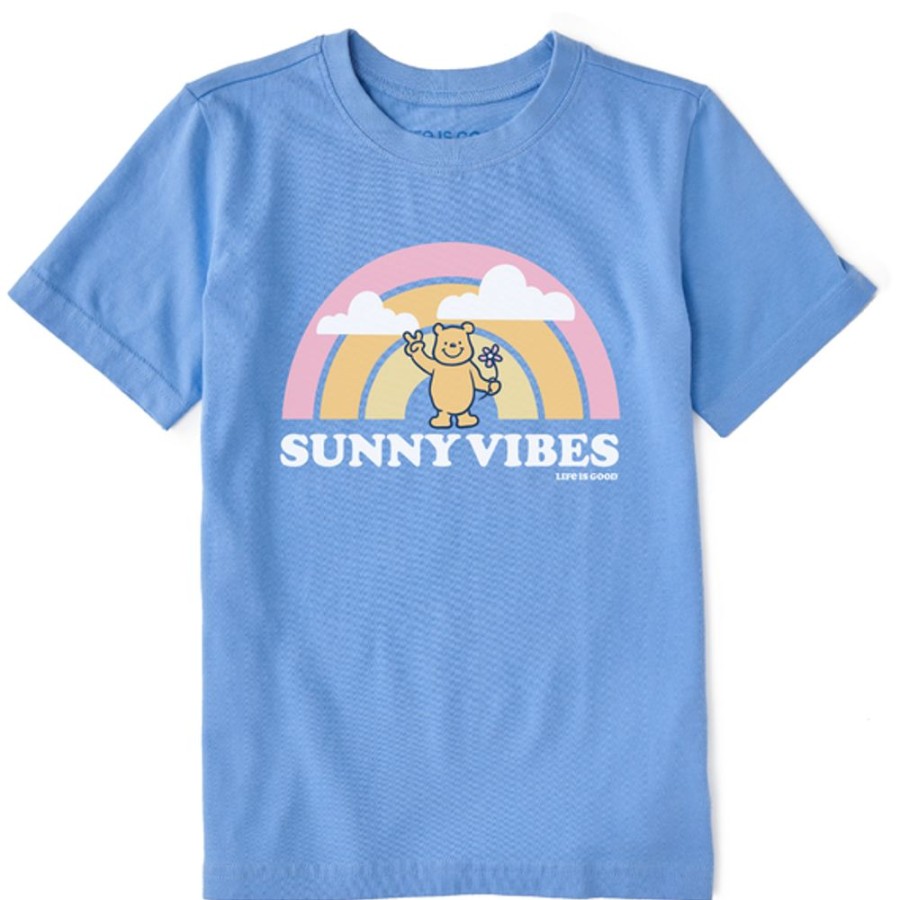 Kids Life is Good Graphic Tees | Kids Vintage Sunny Vibes Winnie Rainbow Crusher Tee Cornflower Blue