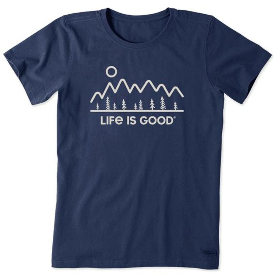 Women Life is Good Graphic Tees | Women'S Minimal Nature Landscape Crusher-Lite Tee Darkest Blue