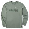 Men Life is Good Graphic Tees | Men'S Cabin Landscape Long Sleeve Crusher Tee Moss Green