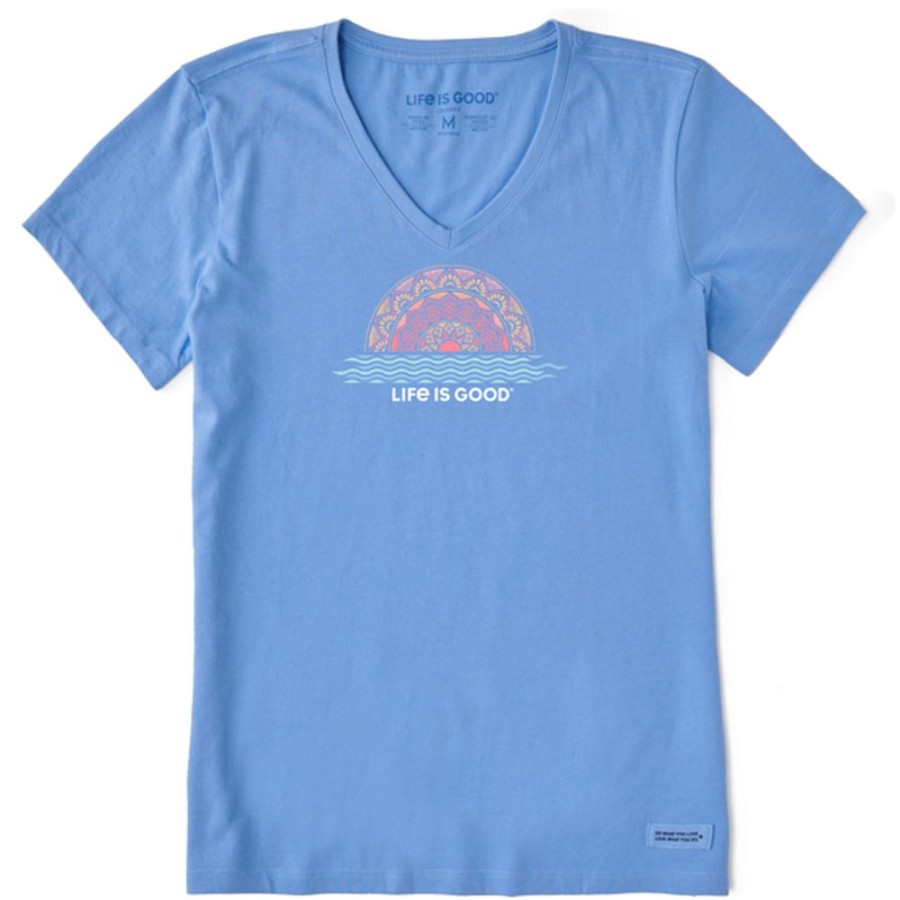 Women Life is Good Graphic Tees | Women'S Lig Sundala Crusher Vee Cornflower Blue