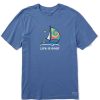 Men Life is Good Graphic Tees | Men'S Rocket Tie Dye Sailboat Crusher Tee Vintage Blue