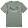 Men Life is Good Graphic Tees | Men'S Vintage Vista Rocky Coast Short Sleeve Tee Moss Green