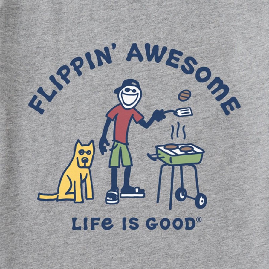 Men Life is Good Graphic Tees | Men'S Flippin' Awesome Crusher Tee Heather Gray